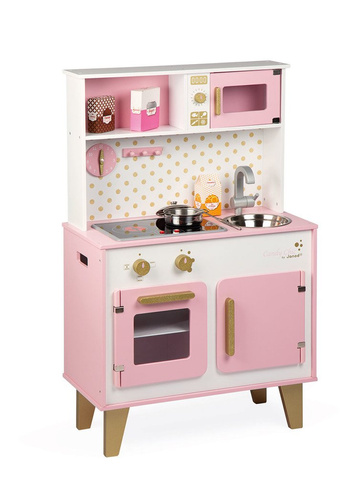 Janod Duża kuchnia drewniana z dźwiękiem i 6 akcesoriami Candy Chic