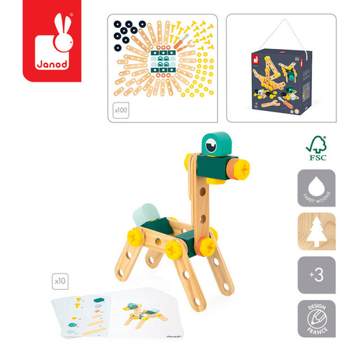 Zestaw konstruktora 100 elementów Brico'kids 3+ Janod