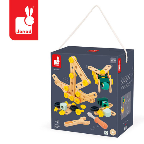 Zestaw konstruktora 100 elementów Brico'kids 3+ Janod