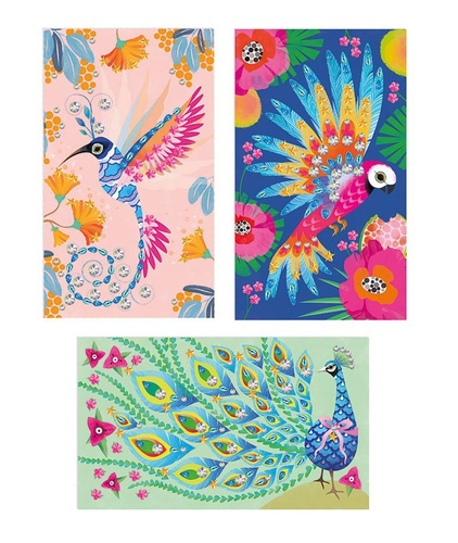 Janod USZKODZONE OPAKOWANIE Zestaw artystyczny Czarodziejskie cyrkonie Piękne ptaki 7+