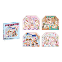 Janod Zestaw kreatywny Scenki do wyklejania z mini naklejkami i pęsetą Cosy stickers Restauracja