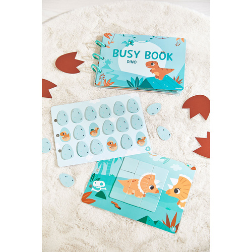 Janod Książeczka z zadaniami Busy Book Dinozaury 3+