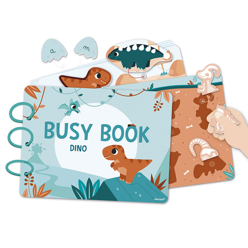 Janod Książeczka z zadaniami Busy Book Dinozaury 3+