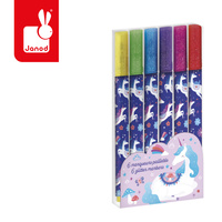 Janod Brokatowe flamastry markery 6 kolorów Jednorożce Kraina snów 6+