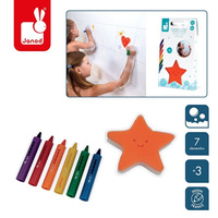 Janod Kredki do kąpieli 6 kolorów z gąbką 3+ 