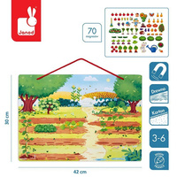 Janod Układanka drewniana magnetyczna z 70 magnesami Ogród