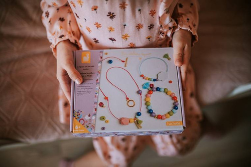 Janod Zestaw kreatywny do tworzenia biżuterii Tęczowe koraliki 6+