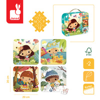 Janod Puzzle progresywne w walizce Pory roku 4 układanki – 6, 9, 12 i 16 elementów 2+