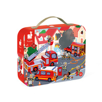 Janod Puzzle w walizce Strażacy 24 elementy 3+