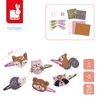 Janod Zestaw kreatywny do tworzenia biżuterii Brokatowe spinki do włosów Leśne zwierzątka 5+