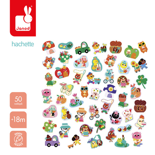 Janod Duże naklejki 50 szt. Wiosna 18m+