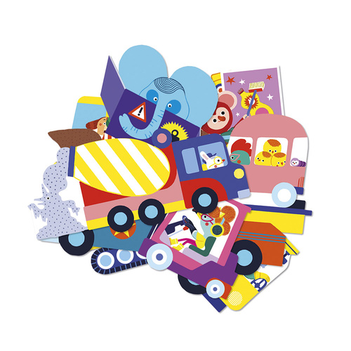 Janod Duże naklejki 50 szt. Pojazdy 18m+