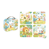 Janod Puzzle progresywne w walizce Zwierzątka Pure 4 układanki – 6, 9, 12 i 16 elementów 2+ Made in France