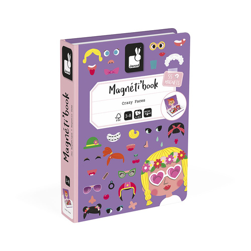 Janod Magnetyczna układanka Śmieszne buzie Dziewczynka Magnetibook