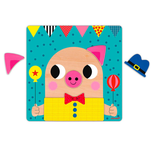 Janod Układanka drewniana magnetyczna Zwierzątka