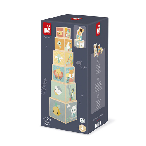 Janod Piramida wieża drewniana 6 el. Pure 12 m+