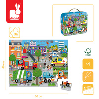 Janod Puzzle w walizce Miasto 36 elementów 4+