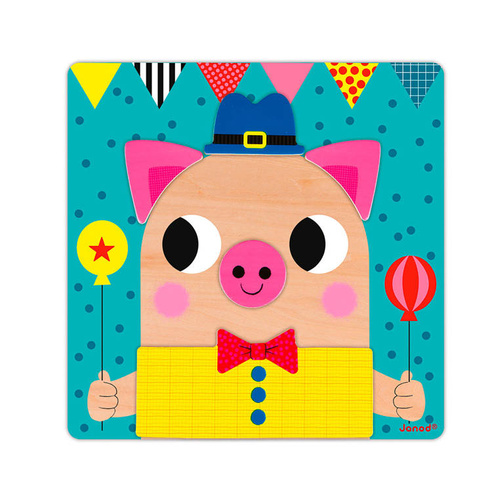Janod Układanka drewniana magnetyczna Zwierzątka