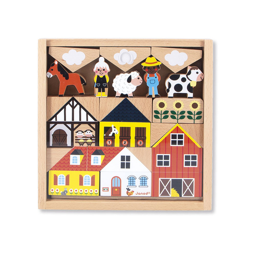 Janod Zestaw klocków i figurek 34 el. Wieś Cross Roads 2+