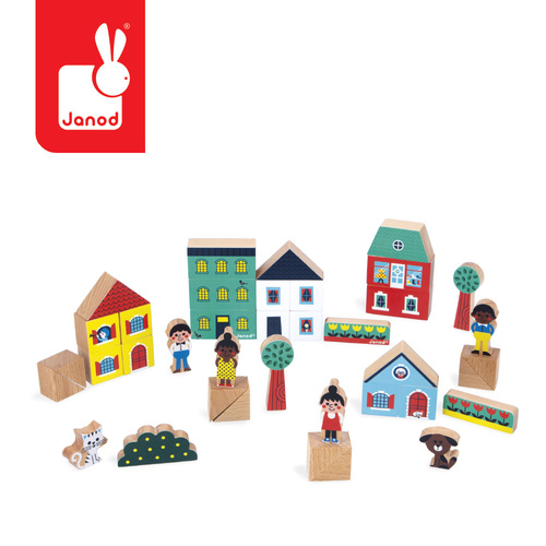 Janod Zestaw klocków i figurek 36 el. Miasto Cross Roads 2+