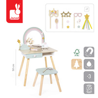 Janod Duża toaletka drewaniana z akcesoriami Jednorożec 3+