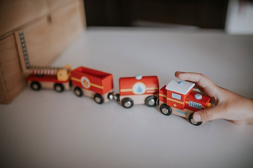 Janod Pociąg drewniany Straż pożarna Story