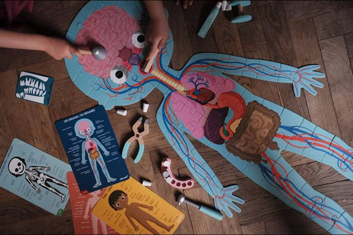 Janod Puzzle edukacyjne gigantyczne Ciało człowieka 50, 75 i 100 elementów 5 +