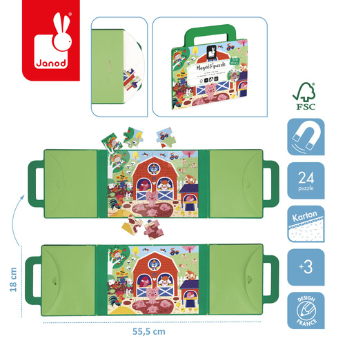 Janod Magnetyczne puzzle Farma Magneti'puzzles 24 el. 3+