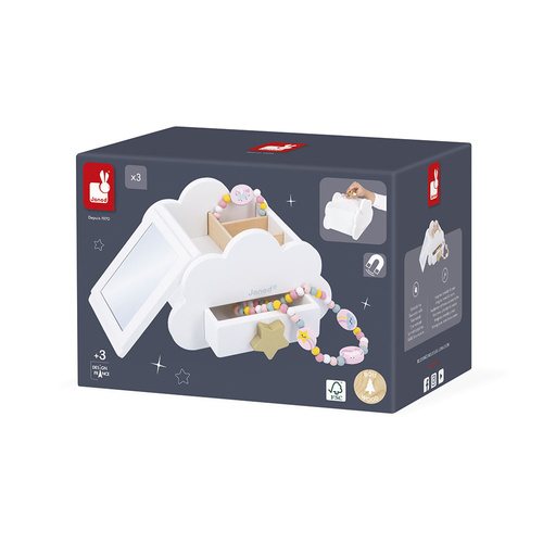 Janod Szkatułka na biżuterię z lusterkiem, naszyjnikiem i bransoletką Jednorożce 3+