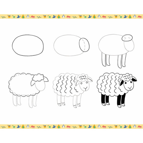 Janod Zestaw kreatywny Rysowanie krok po kroku Zwierzęta 20 rysunków 7+