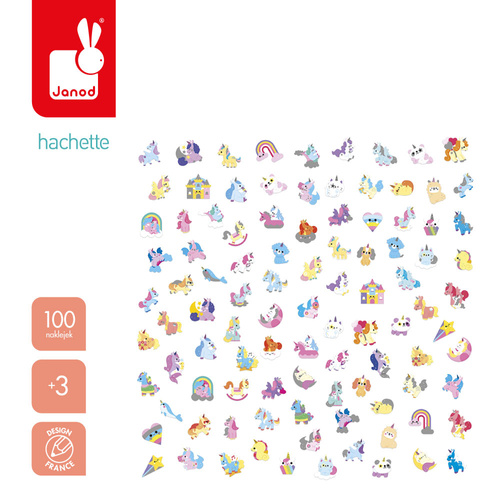 Janod Naklejki 100 szt. Jednorożce 3+