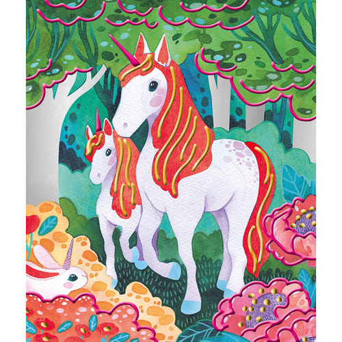 Janod Zestaw kreatywny Malowanie farbami perłowymi i 3D Jednorożce 7+