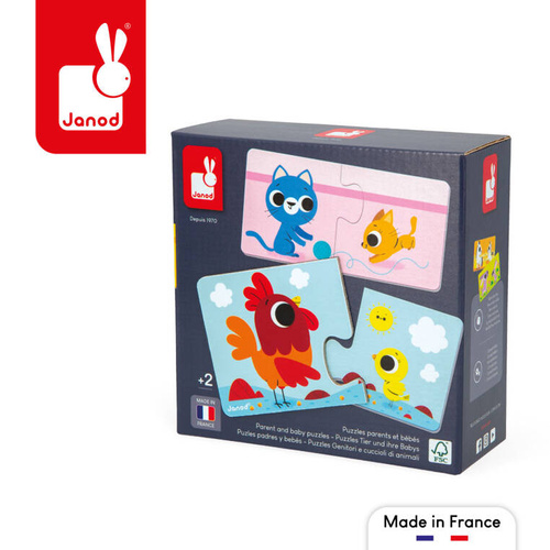 Janod Pierwsze puzzle do pary Zwierzęta i ich dzieci 24 elementy 2+