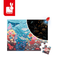 Janod Świecące puzzle z mini-lampką UV Ocean 24 elementy 3+