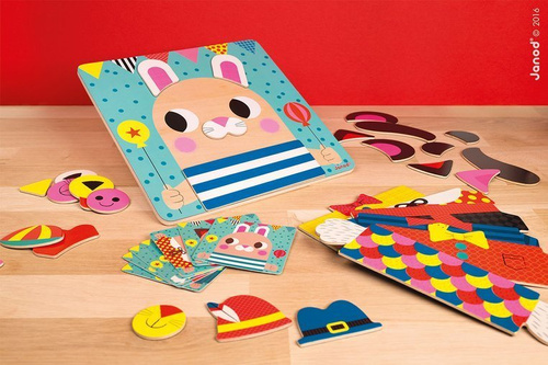 Janod Układanka drewniana magnetyczna Zwierzątka