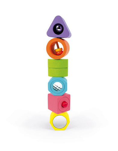 Janod Układanka drewniana sensoryczna "Kształty i dźwięki"