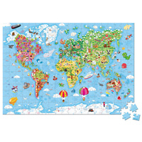 Janod Puzzle w walizce Ogromna mapa świata 300 elementów 7+ Made in France (stary indeks: J02656)