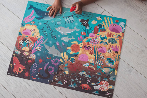 Janod Świecące puzzle z mini-lampką UV Ocean 24 elementy 3+