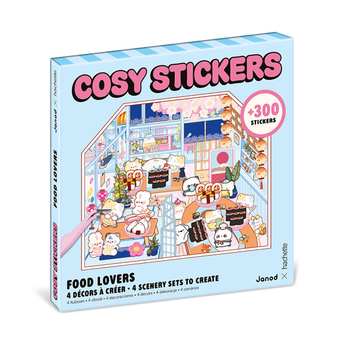 Janod Zestaw kreatywny Scenki do wyklejania z mini naklejkami i pęsetą Cosy stickers Restauracja