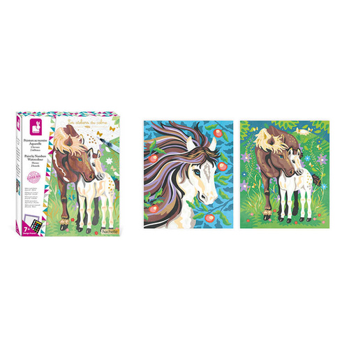 Janod Zestaw kreatywny Malowanie po numerach Konie 7+