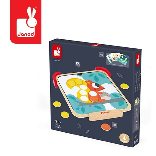 Janod Układanka drewniana magnetyczna z tablicą Uczę się kolorów