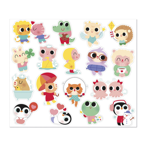 Janod Duże naklejki na arkuszach 100 szt. Małe zwierzęta 18m+