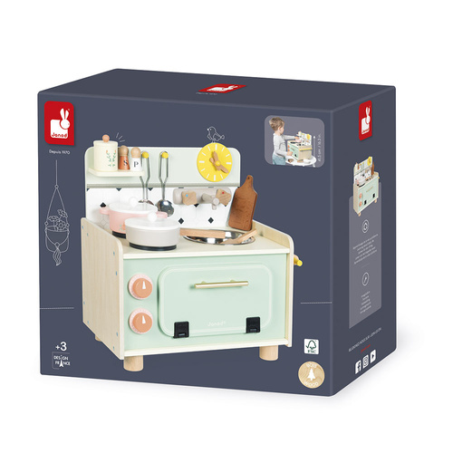 Janod Mała drewniana kuchnia z 9 akcesoriami Shiny Grandma 3+