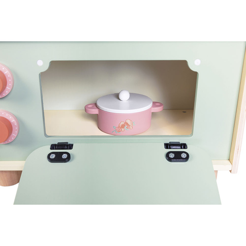 Kuchenka dla dzieci – Janod mała drewniana kuchnia z 9 akcesoriami Shiny Grandma