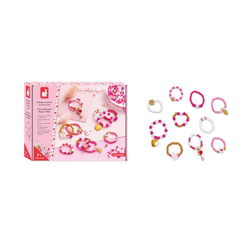 Janod Zestaw kreatywny do tworzenia biżuterii Pierścionki z koralików 7+