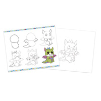 Janod Zestaw kreatywny Rysowanie krok po kroku z brokatowymi markerami 20 rysunków i kolorowanek 6+