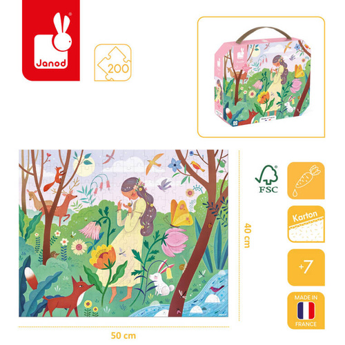 Janod Puzzle w walizce Matka natura 200 elementów 7+ Made in France