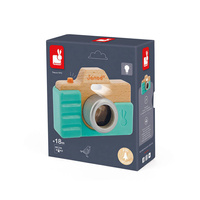 Janod Drewniany aparat fotograficzny z dźwiękiem i lampą błyskową 18 m+