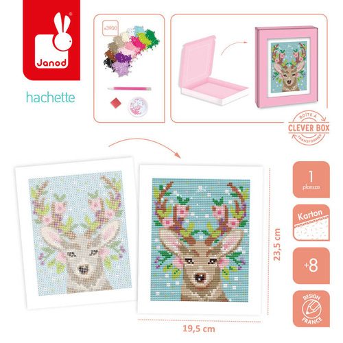 Janod Zestaw kreatywny Haft diamentowy Malowanie diamentami Jeleń 8+