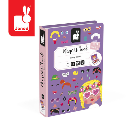 Janod Magnetyczna układanka Śmieszne buzie Dziewczynka Magnetibook